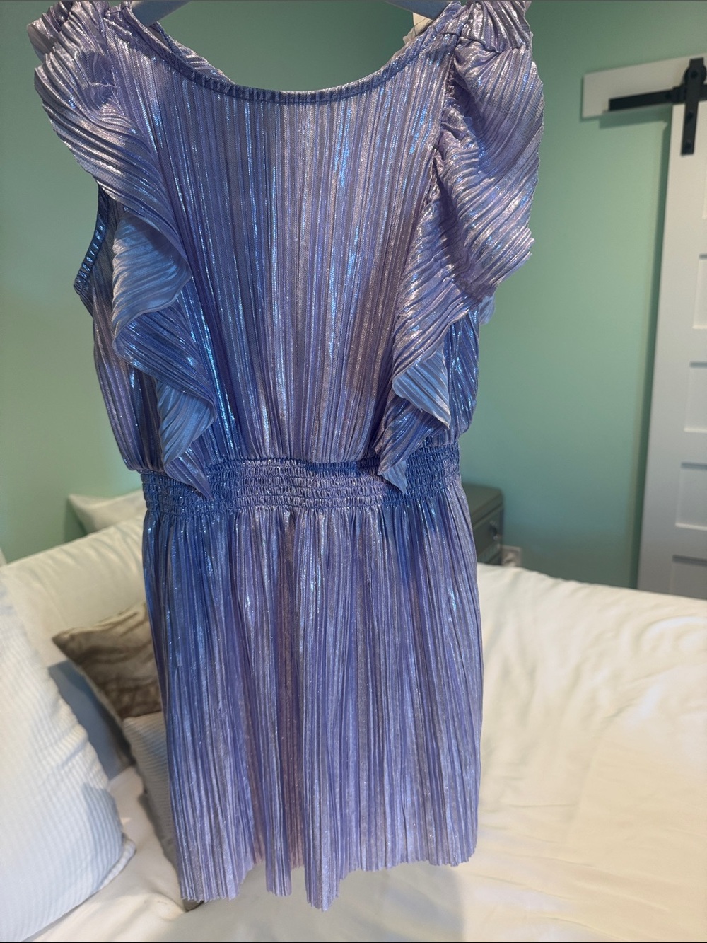 Crewcuts Shimmery Lavender Pleated Ruffle Dress